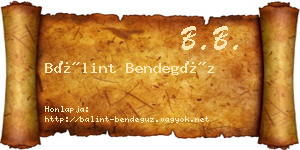 Bálint Bendegúz névjegykártya